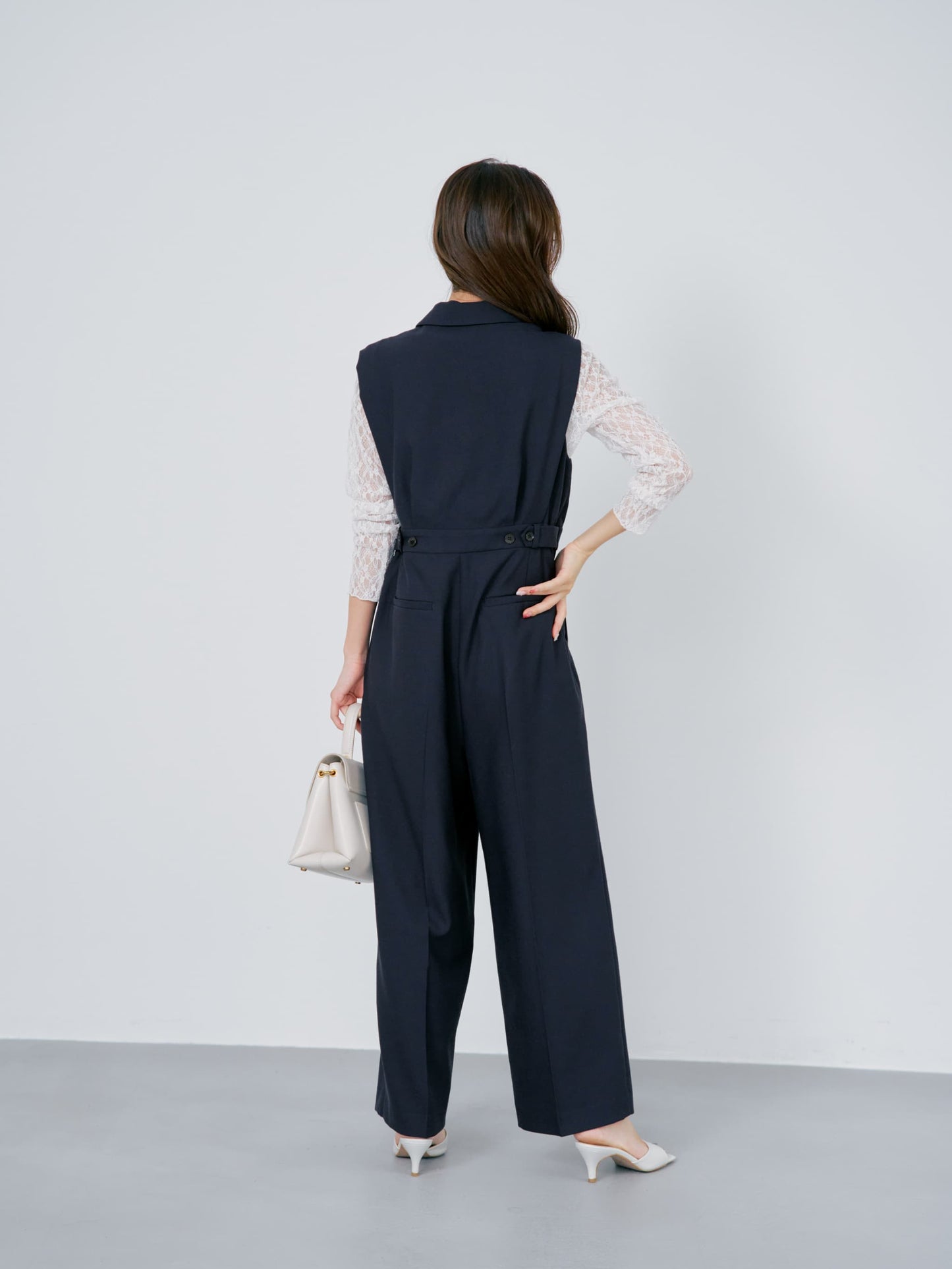 ショルダータックテーラードオールインワン-short & regular　[通常]