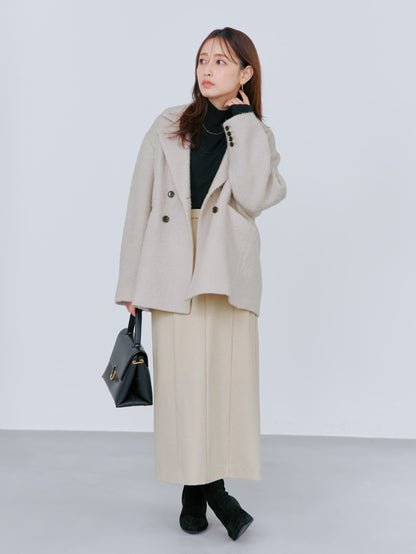 アルパカシャギーダブルコート　[通常]