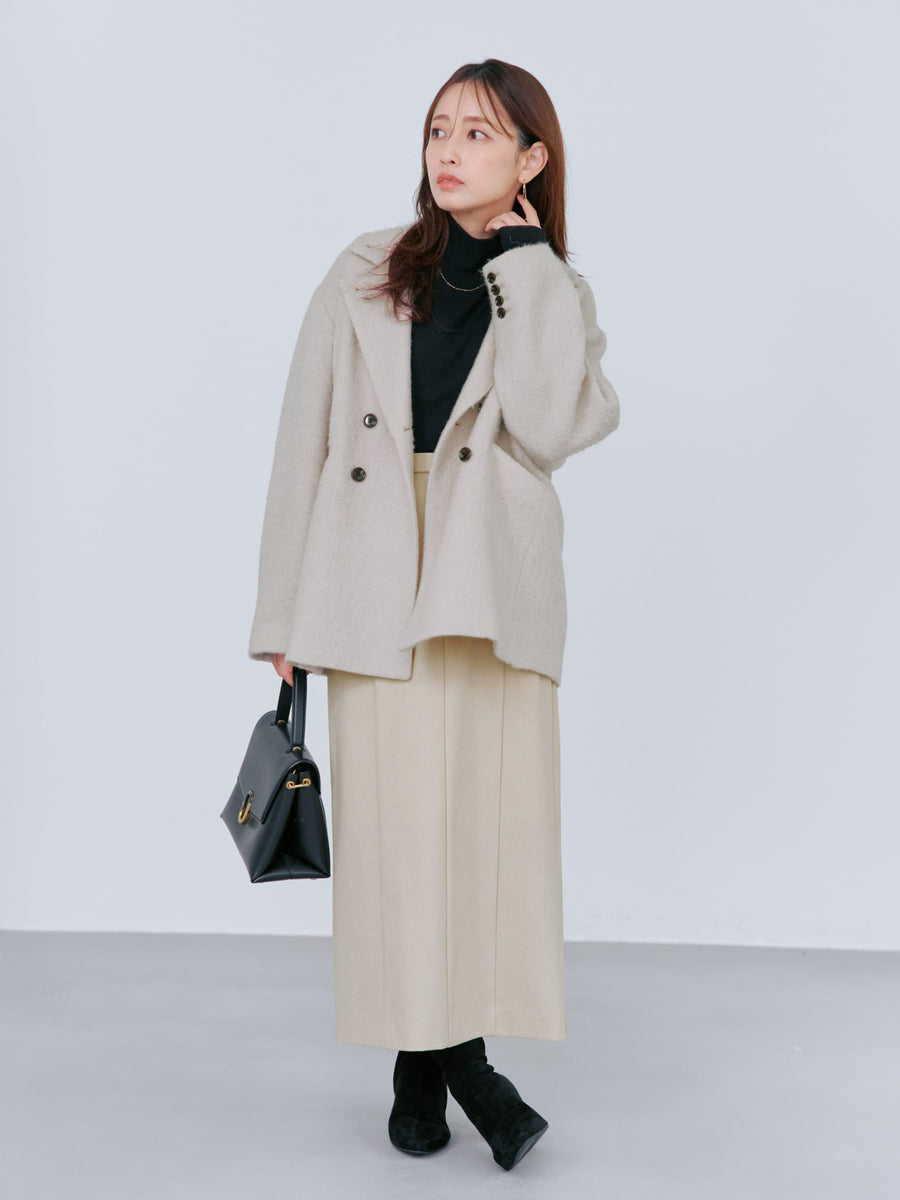 アルパカシャギーダブルコート　[通常]