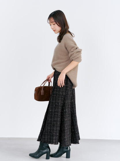 フォックスアンゴラVネックパターン柄ニット　[通常]