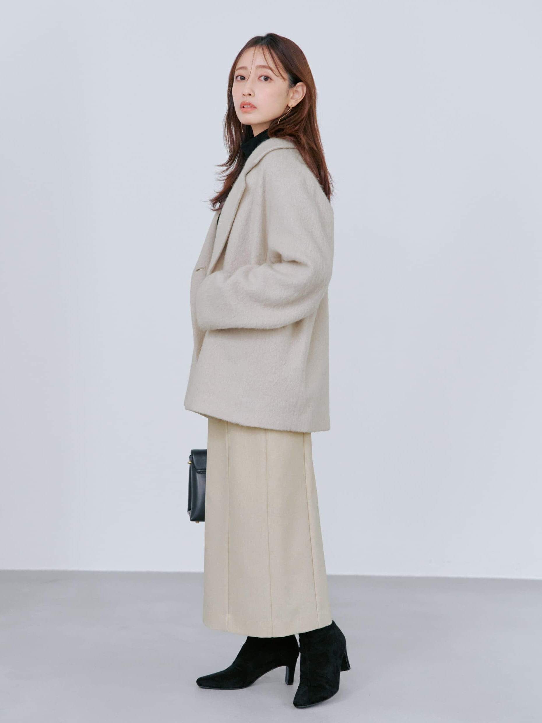 完売　na.e ナエ　ウールアルパカシャギーコート ホワイト アルパカシャギー ショートコート(コート)｜EPOCA(エポカ)の