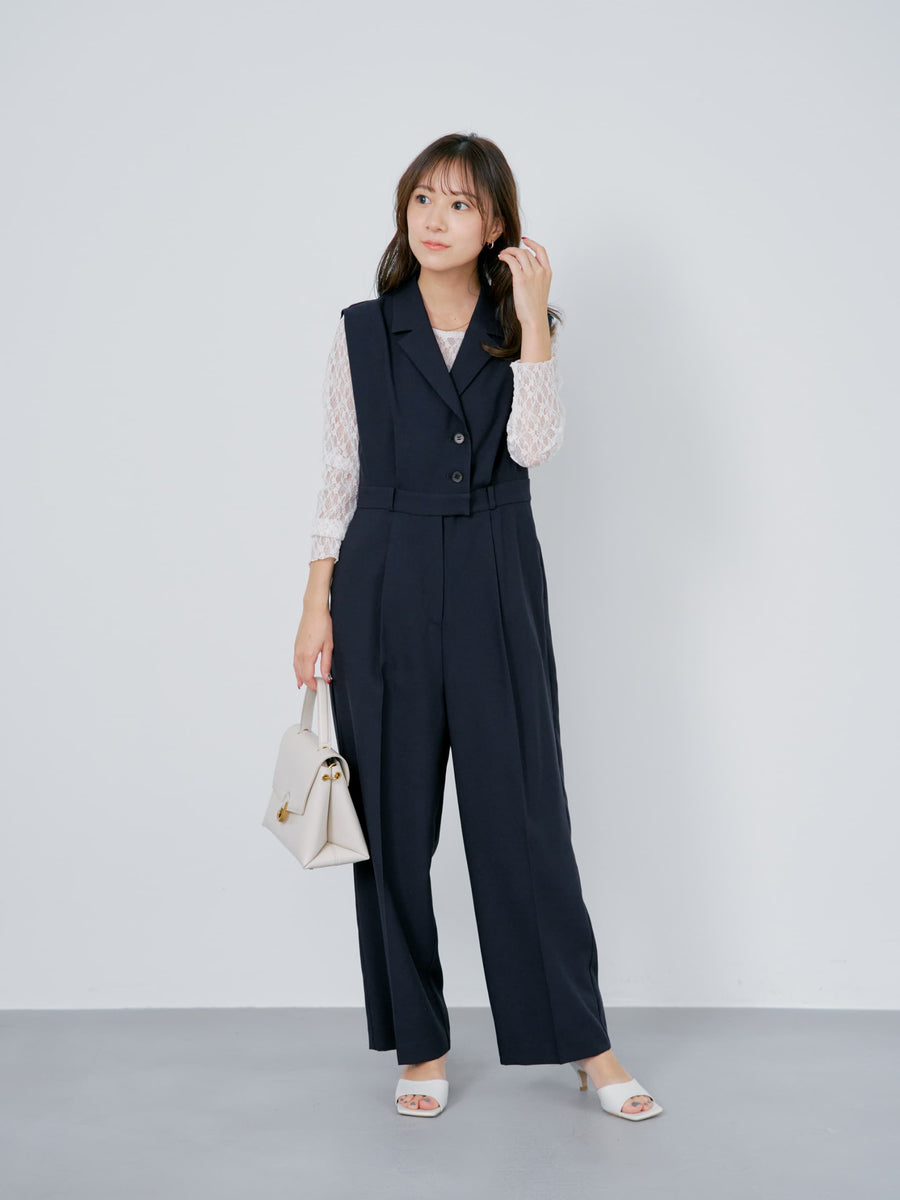 ストレッチレースボートネックトップス　[通常]