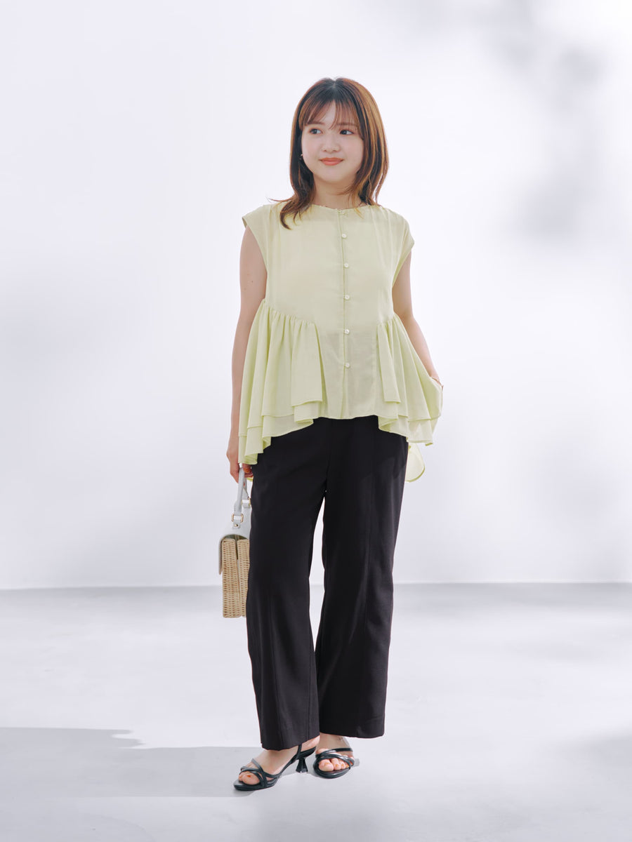 ＜non-no掲載＞ボタンベンツフレアパンツ-short & regular　[通常]