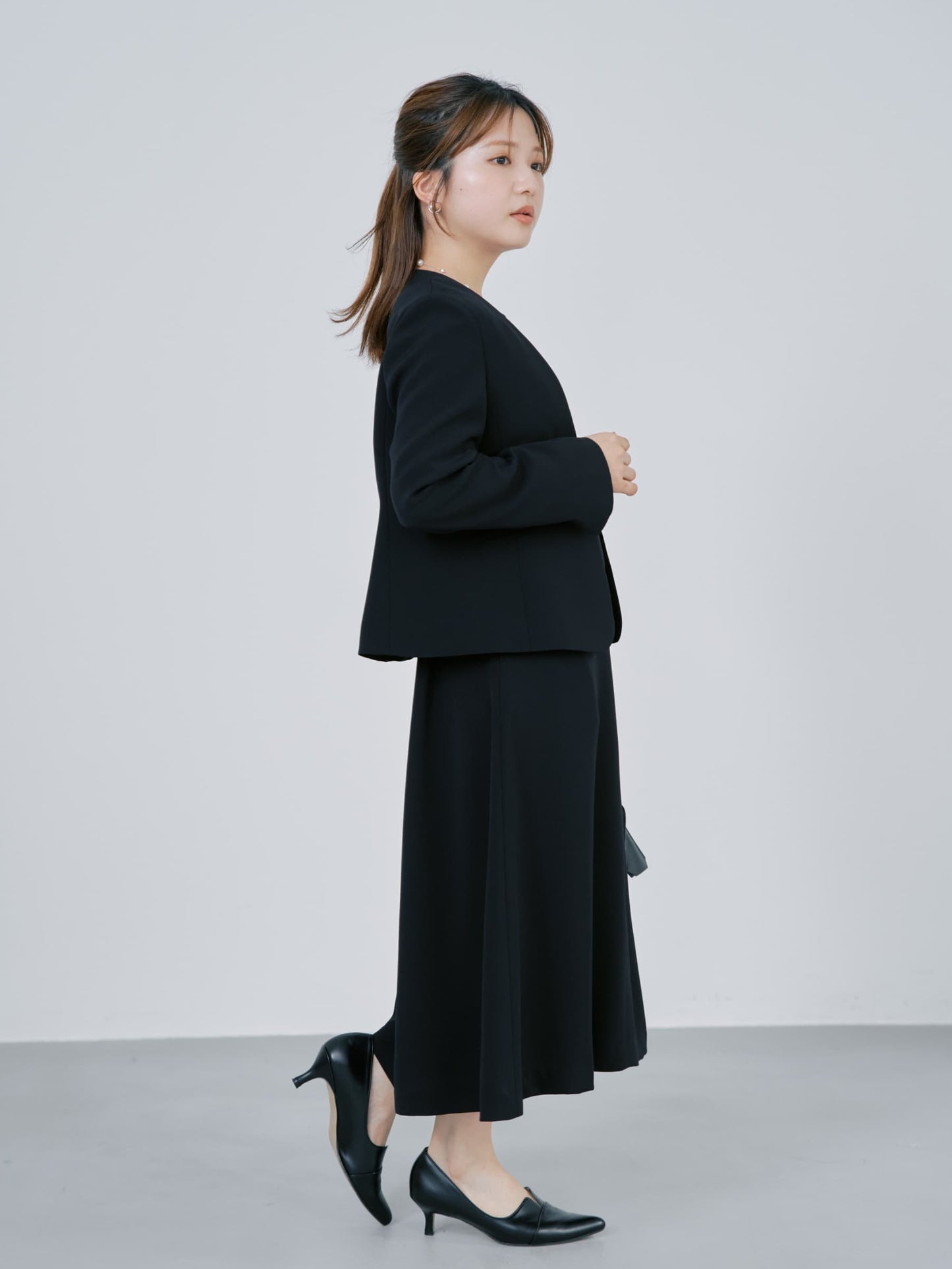 トリアセジョーゼットシームデザインワンピース-short & regular　[通常]