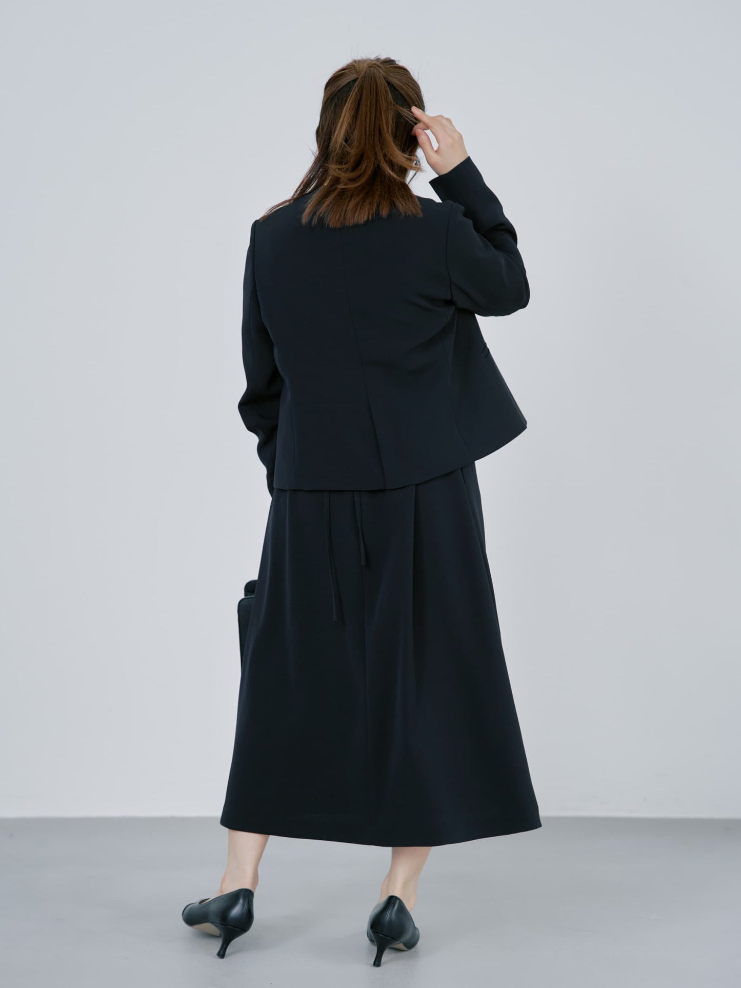 トリアセジョーゼットノーカラージャケット　[通常]