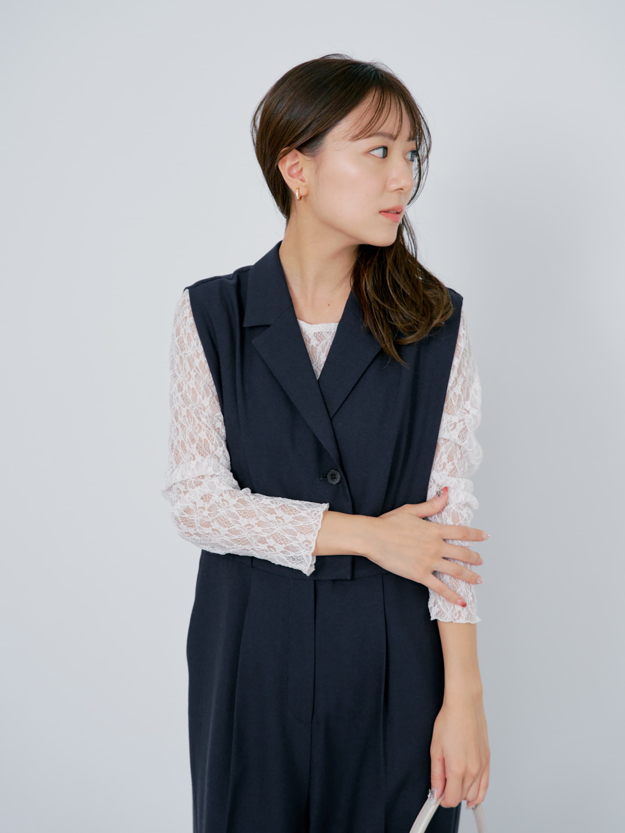 完売品　COHINA　ショルダータックテーラードオールインワン　short ショルダータックテーラードオールインワン-short & regular | 小柄
