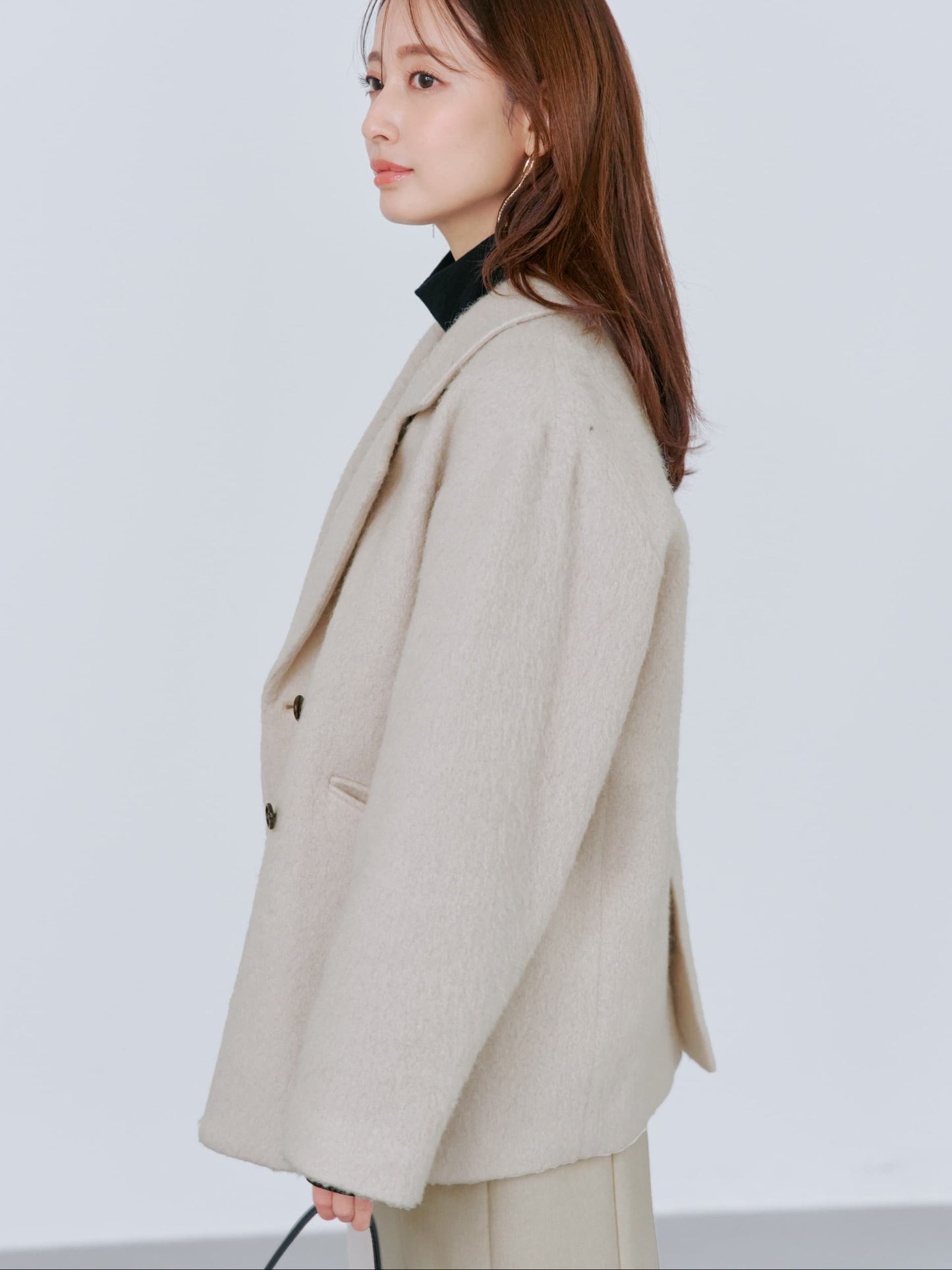 アルパカシャギーダブルコート　[通常]