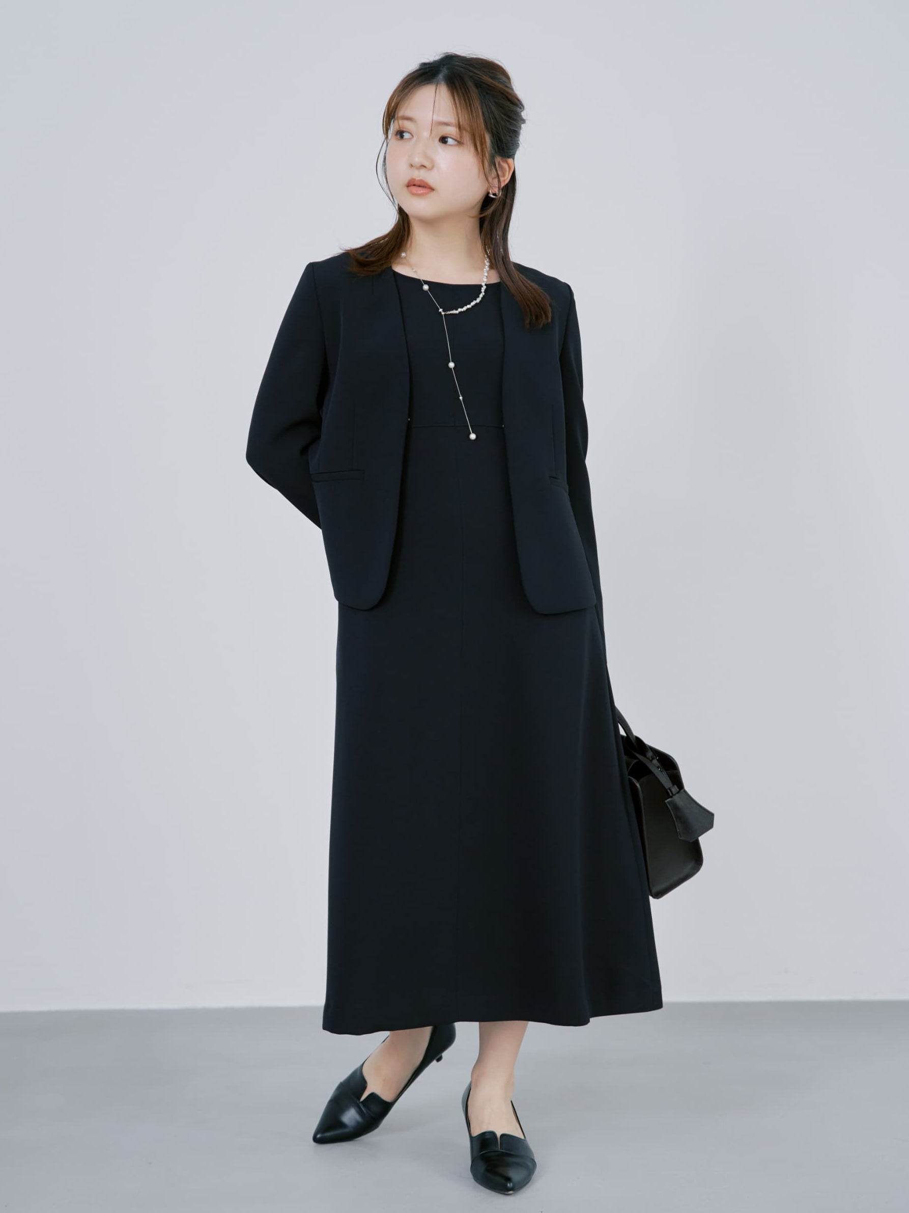 トリアセジョーゼットノーカラージャケット | 小柄・低身長女性向け