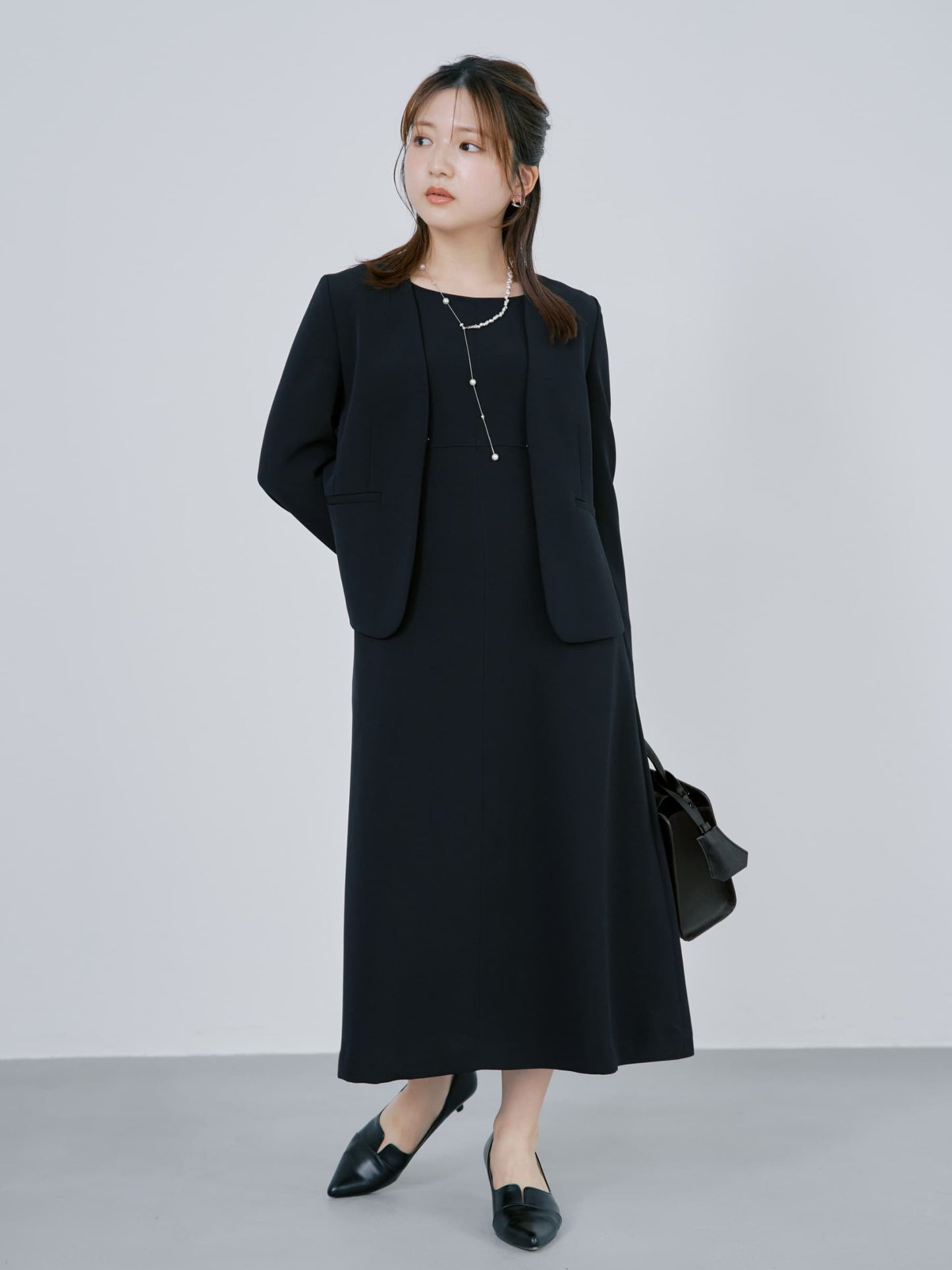 トリアセジョーゼットノーカラージャケット　[通常]