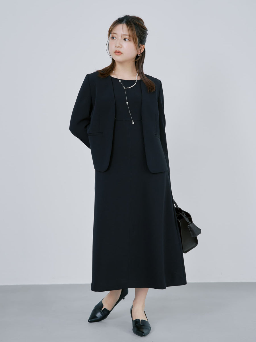 トリアセジョーゼットノーカラージャケット　[通常]