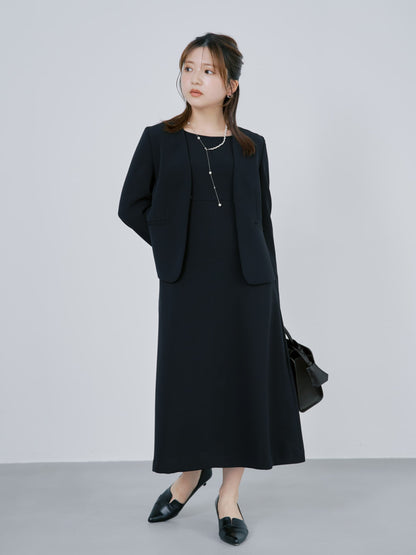 トリアセジョーゼットシームデザインワンピース-short & regular　[通常]