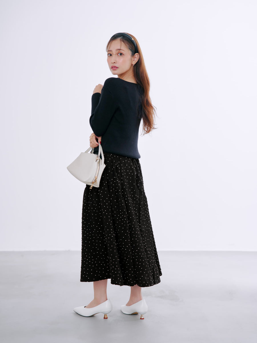 シルクウールボートネックリブニット　[通常]