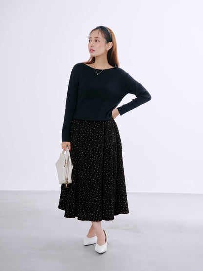 シルクウールボートネックリブニット　[通常]