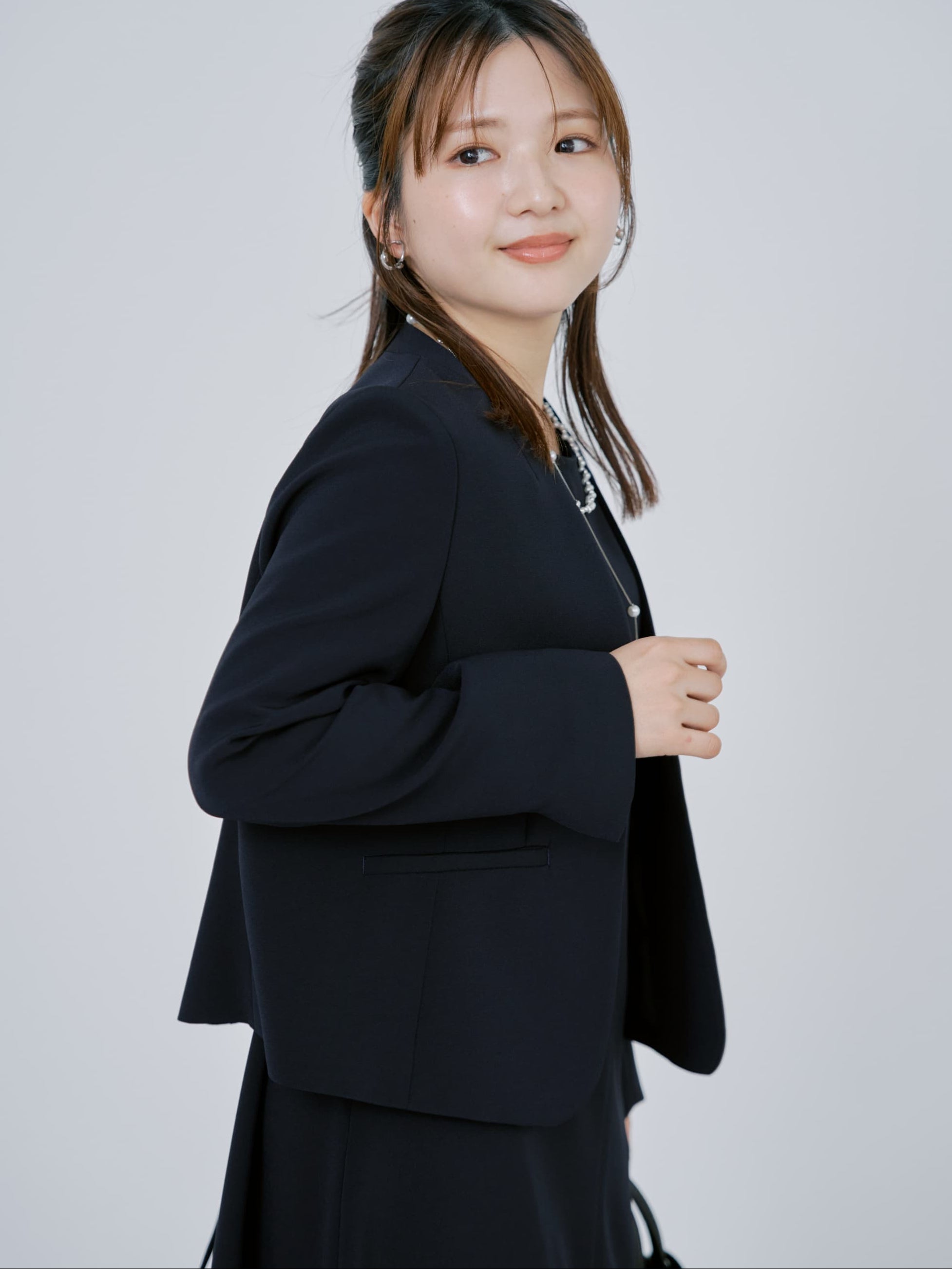 トリアセジョーゼットノーカラージャケット | 小柄・低身長女性向け