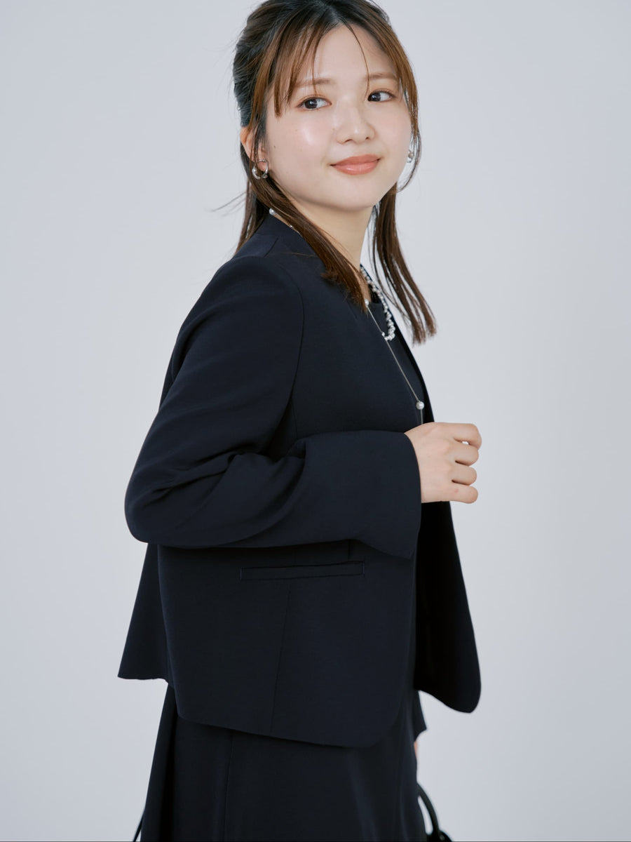 トリアセジョーゼットノーカラージャケット　[通常]