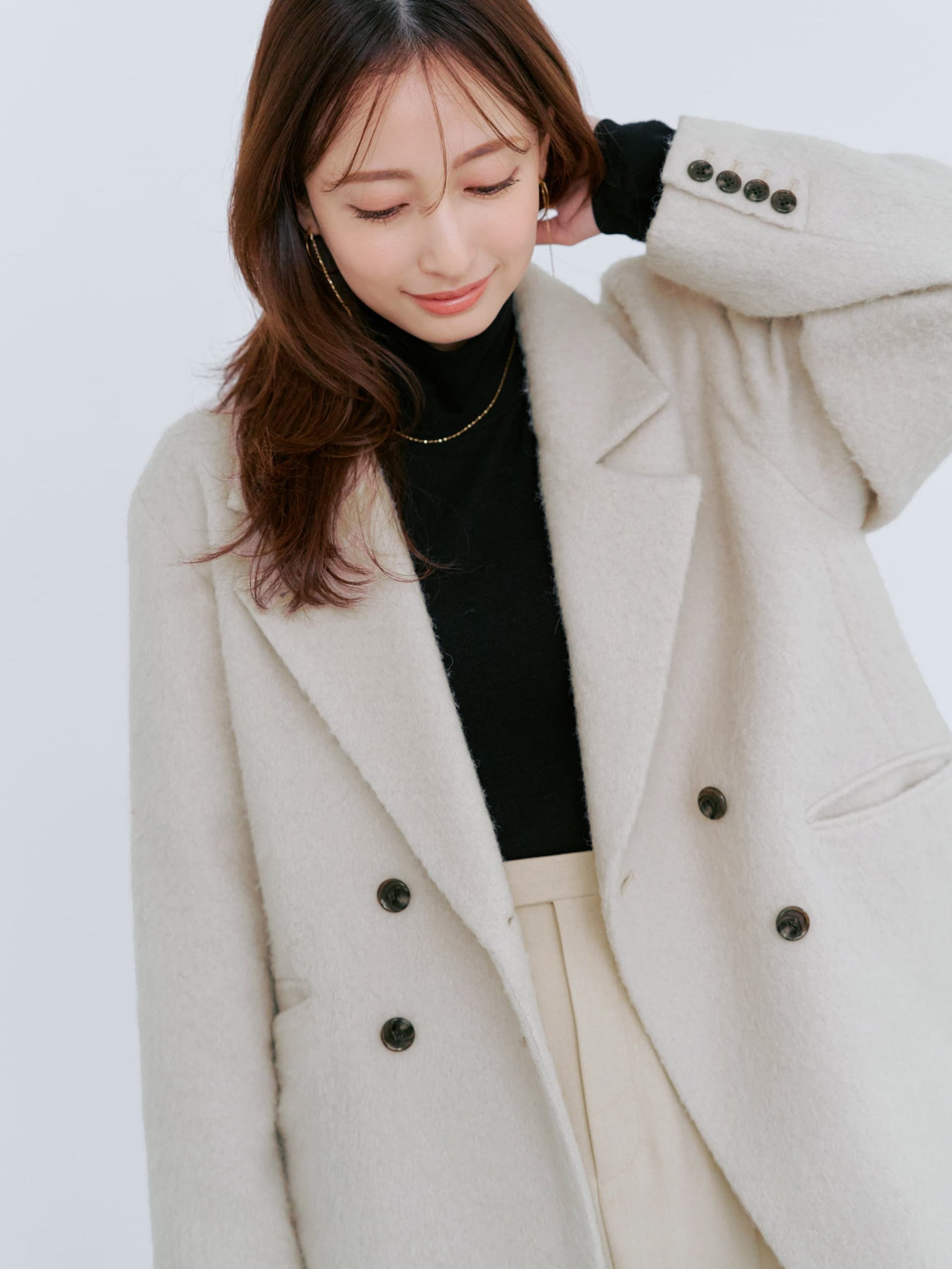 アルパカシャギーダブルコート | 小柄・低身長女性向けファッション