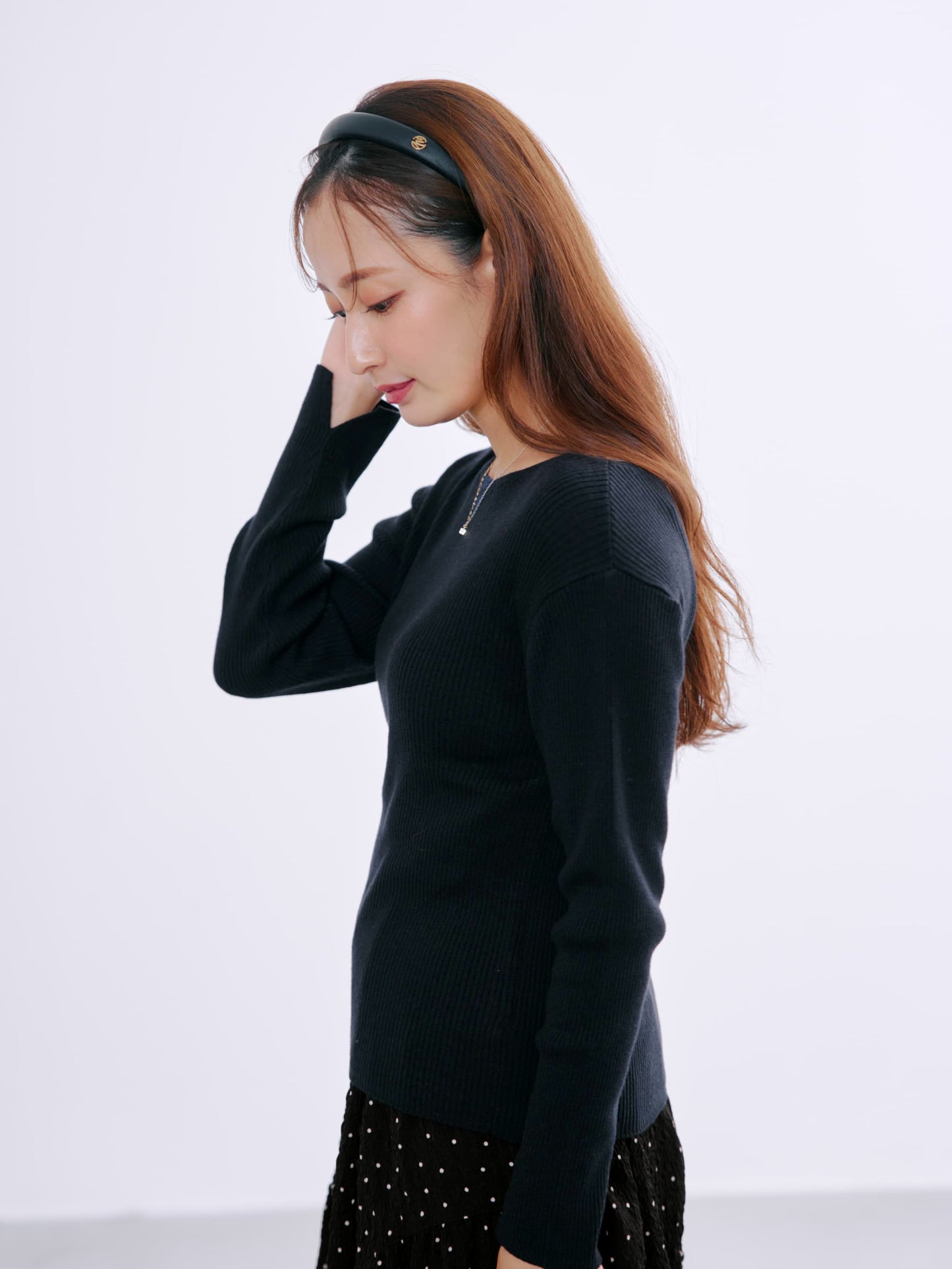 シルクウールボートネックリブニット　[通常]