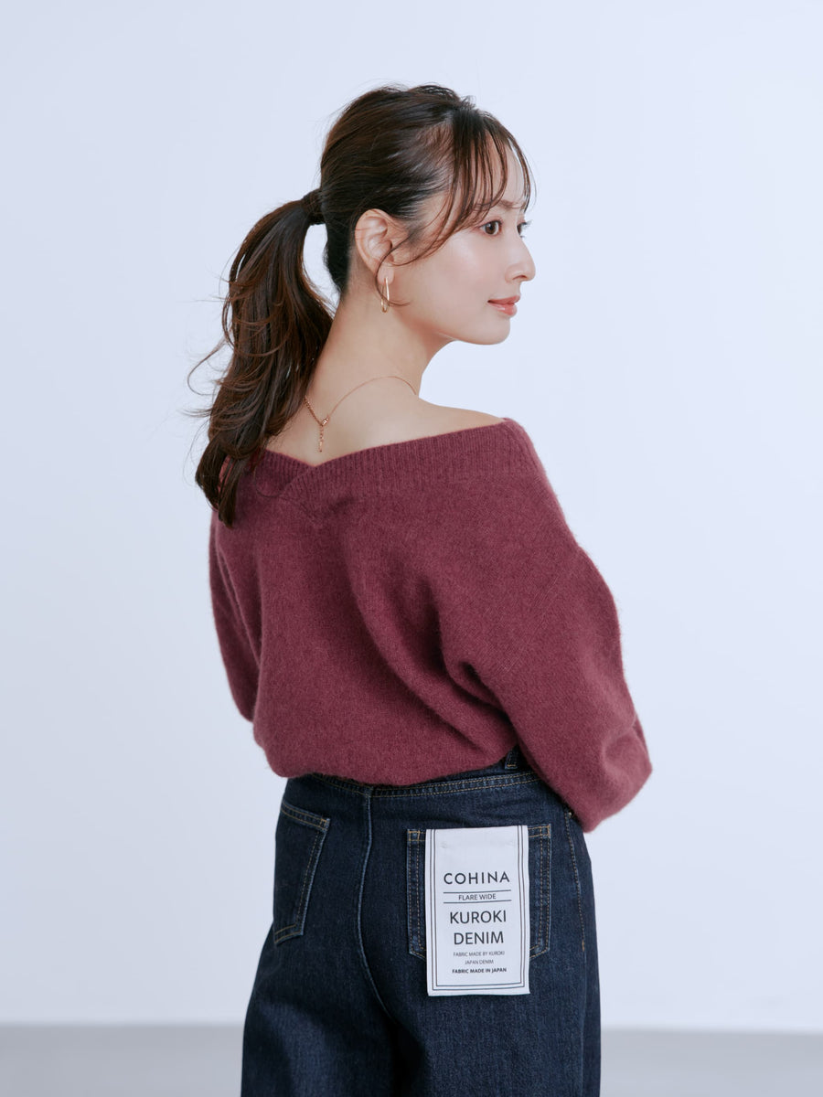 フォックスアンゴラ2wayネックニット　[通常]