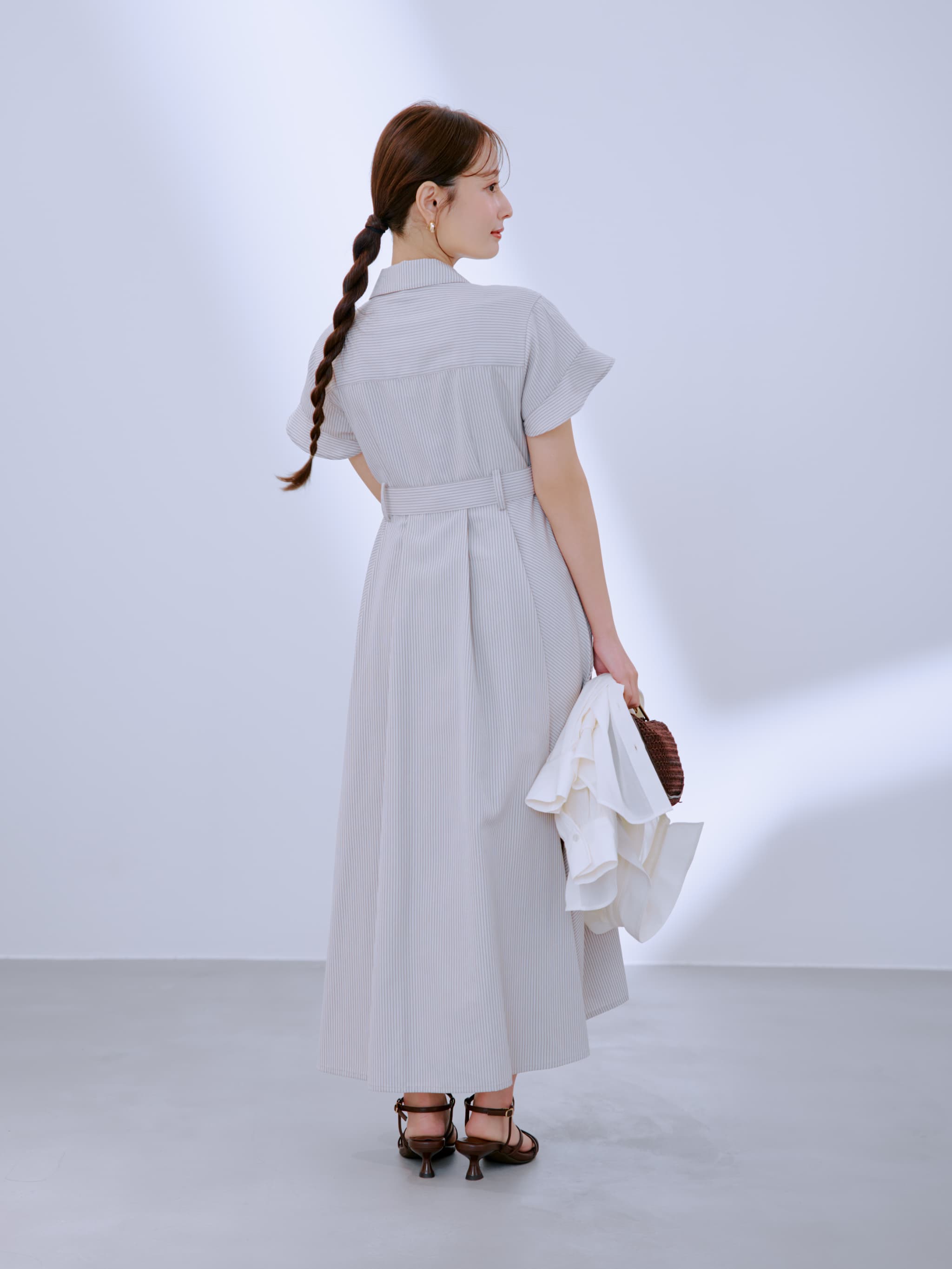 ストライプカシュクールタックワンピース-short & regular | 小柄・低