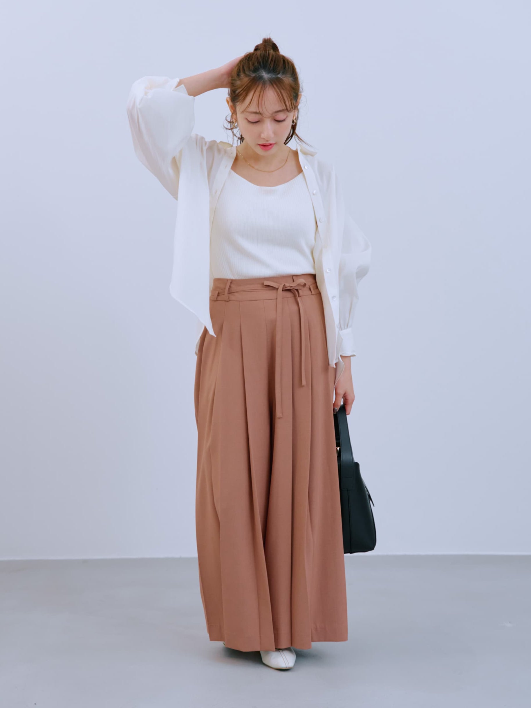 サイドベンツタックワイドパンツ-short & regular | 小柄・低身長女性