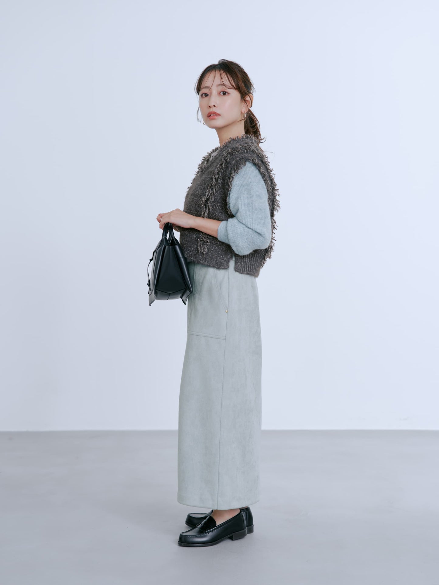 ゴールドリベットスウェードライクスカート-short & regular 　[通常]