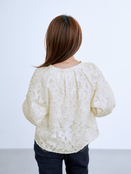 カットジャカードタックデザインブラウス　[通常]