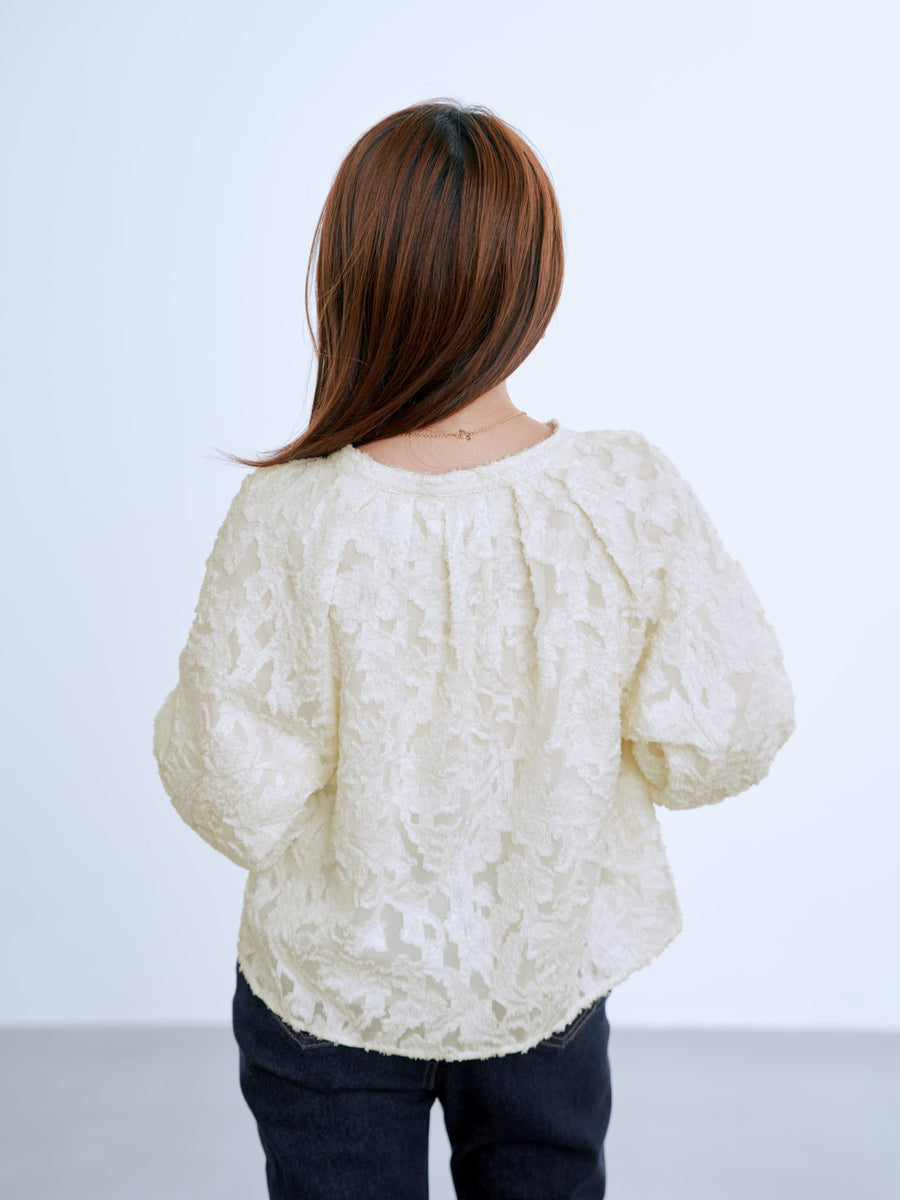 カットジャカードタックデザインブラウス　[通常]