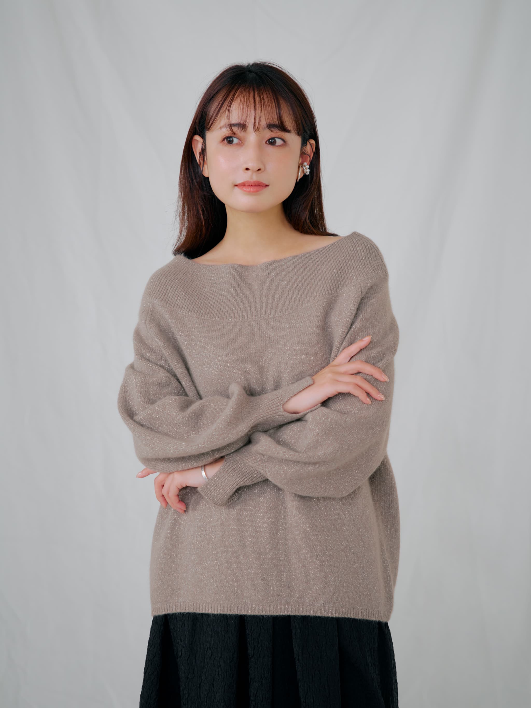 フォックスアンゴラボートネックニット | 小柄・低身長女性向け