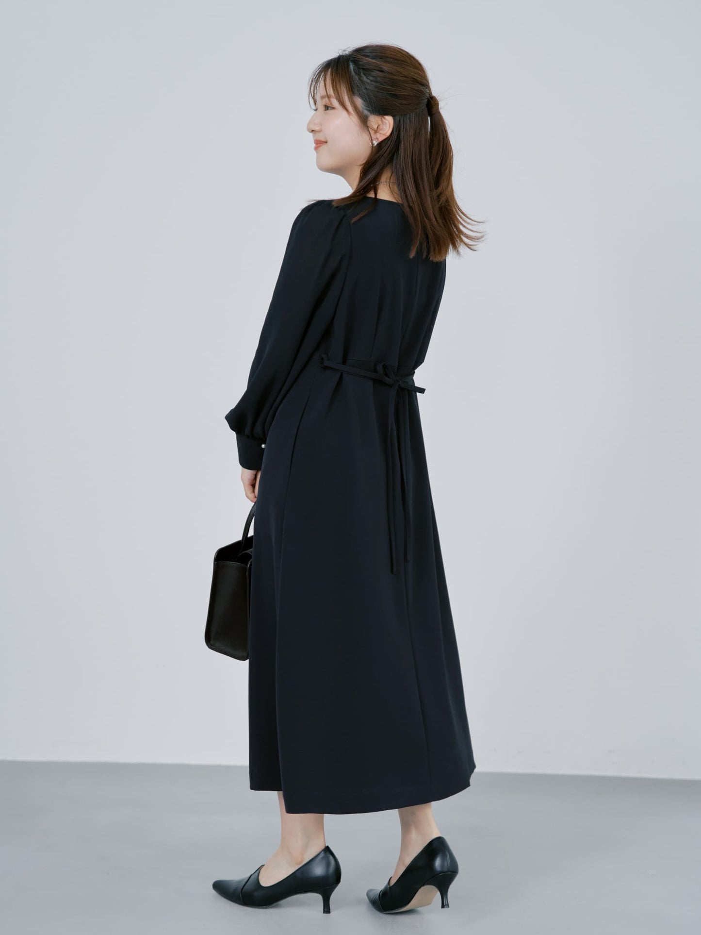 トリアセジョーゼットシームデザインワンピース-short & regular　[通常]