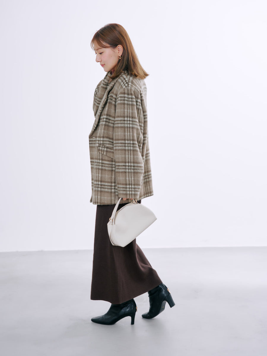 ウールシャギーチェックダブルコート　[通常]