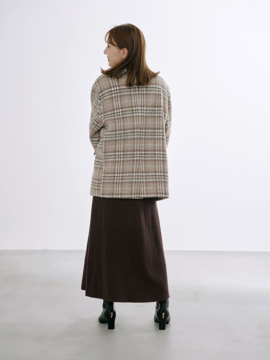 ウールシャギーチェックダブルコート　[通常]