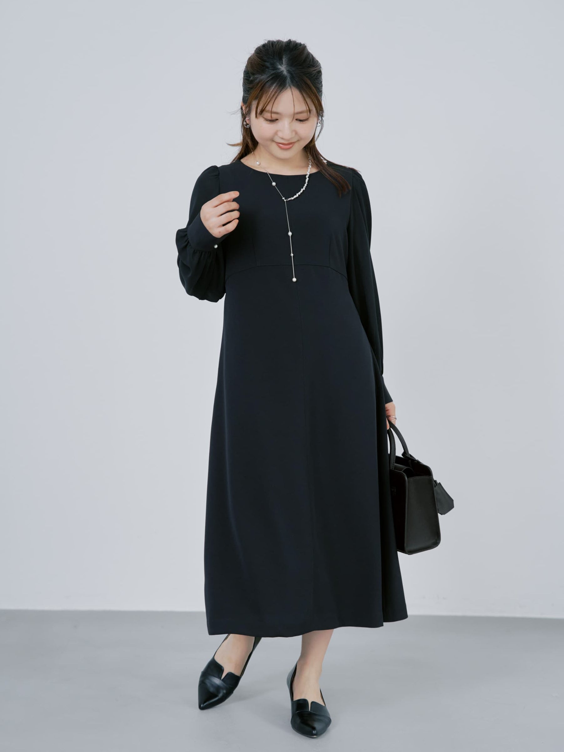 トリアセジョーゼットシームデザインワンピース-short & regular