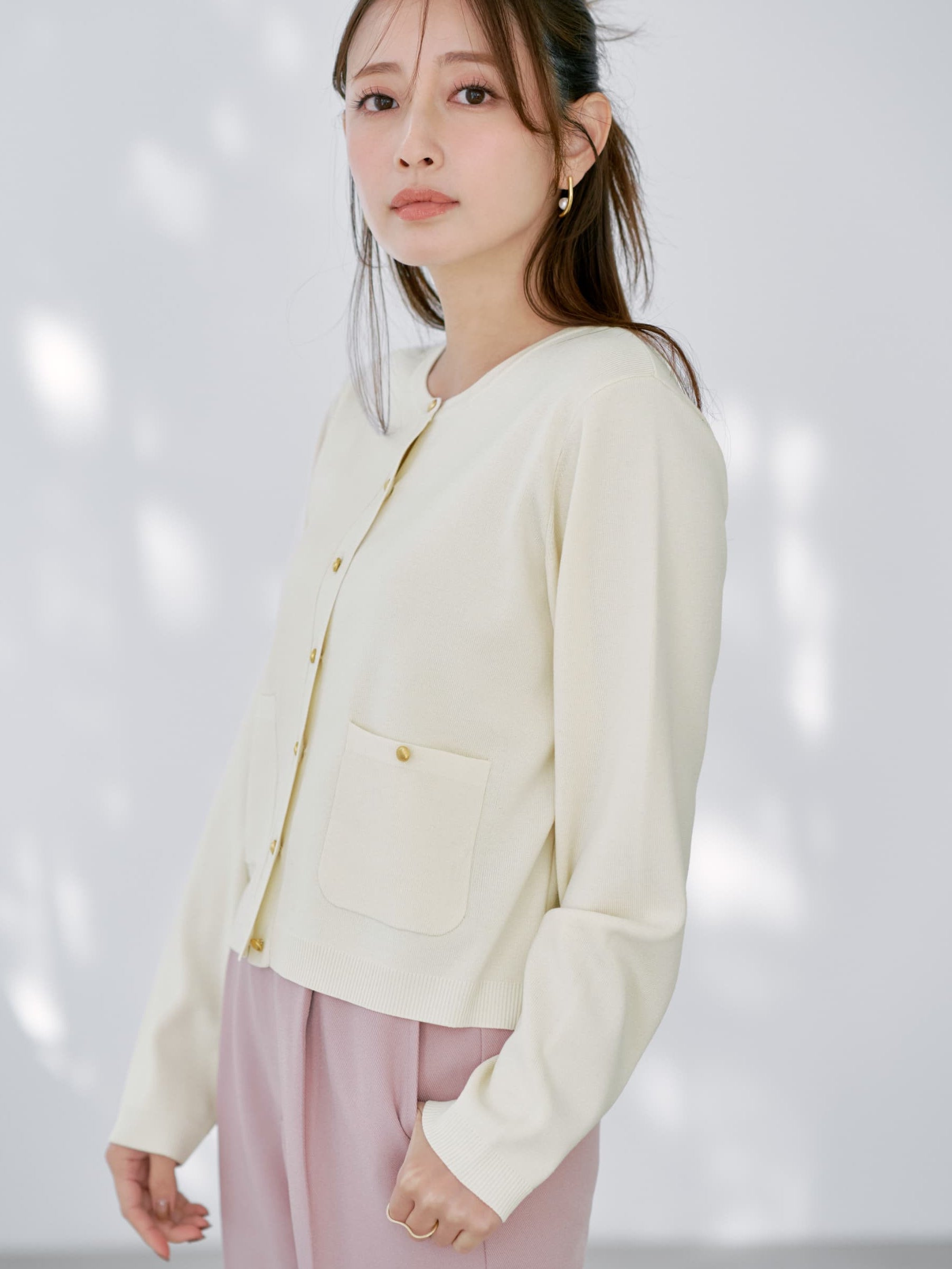 ゴールドボタンニットカーディガン | 小柄・低身長女性向け