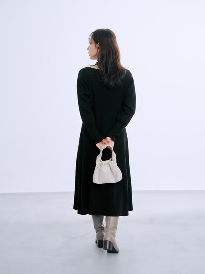 パターンリブフレアニットワンピース-short & regular　[通常]