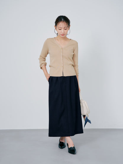 シルキーコットンゴールドボタンニットカーディガン　[通常]