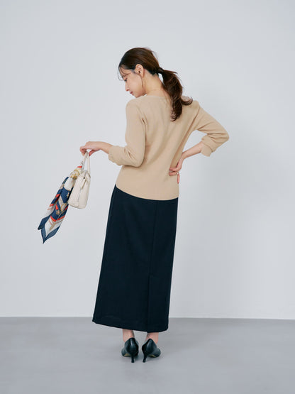 シルキーコットンゴールドボタンニットカーディガン　[通常]