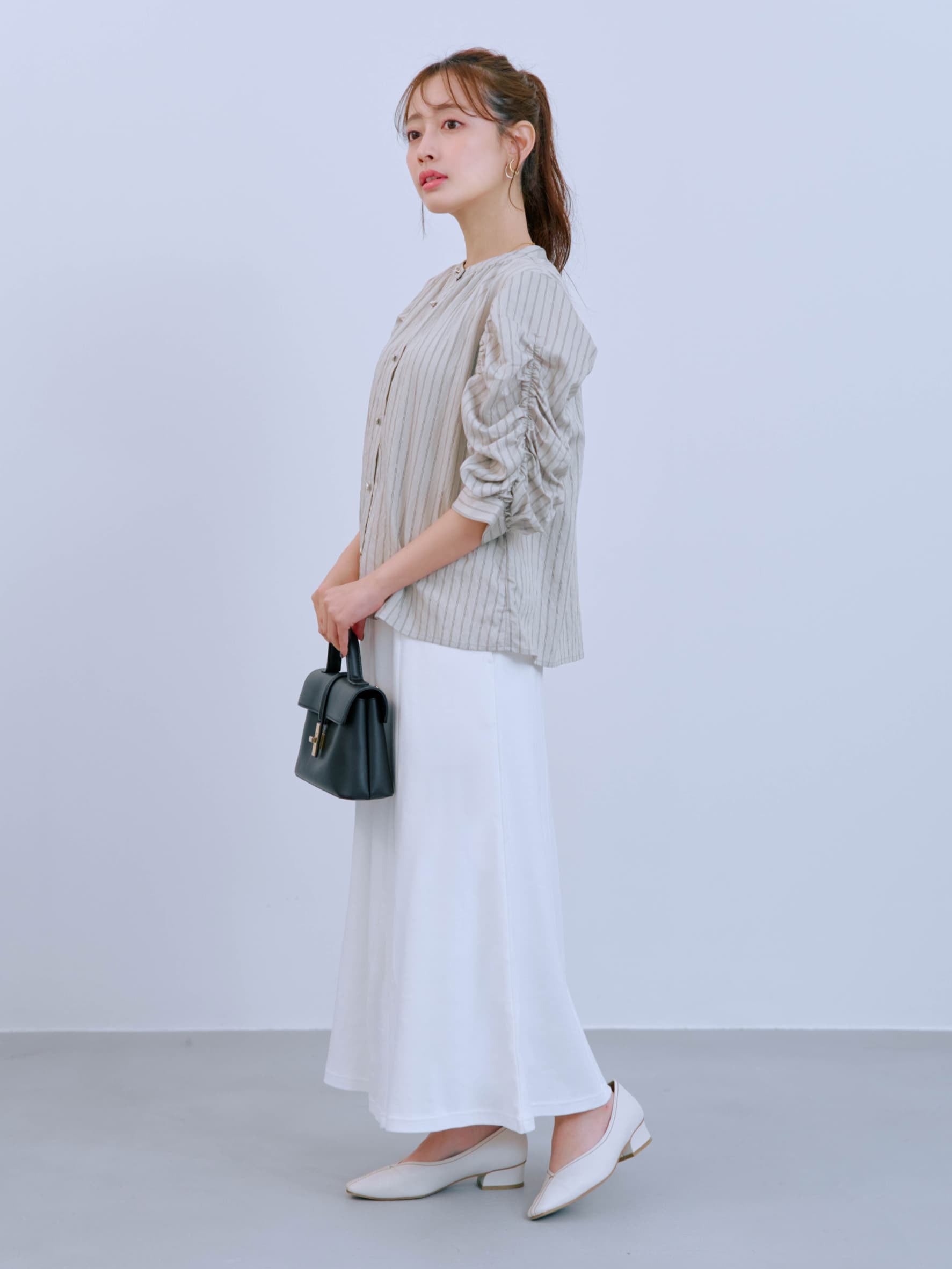 定価9350円★COHINA★コヒナ★2wayギャザーストライプブラウス COHINA - 定価9350円☆COHINA☆コヒナ☆2wayギャザーストライプ