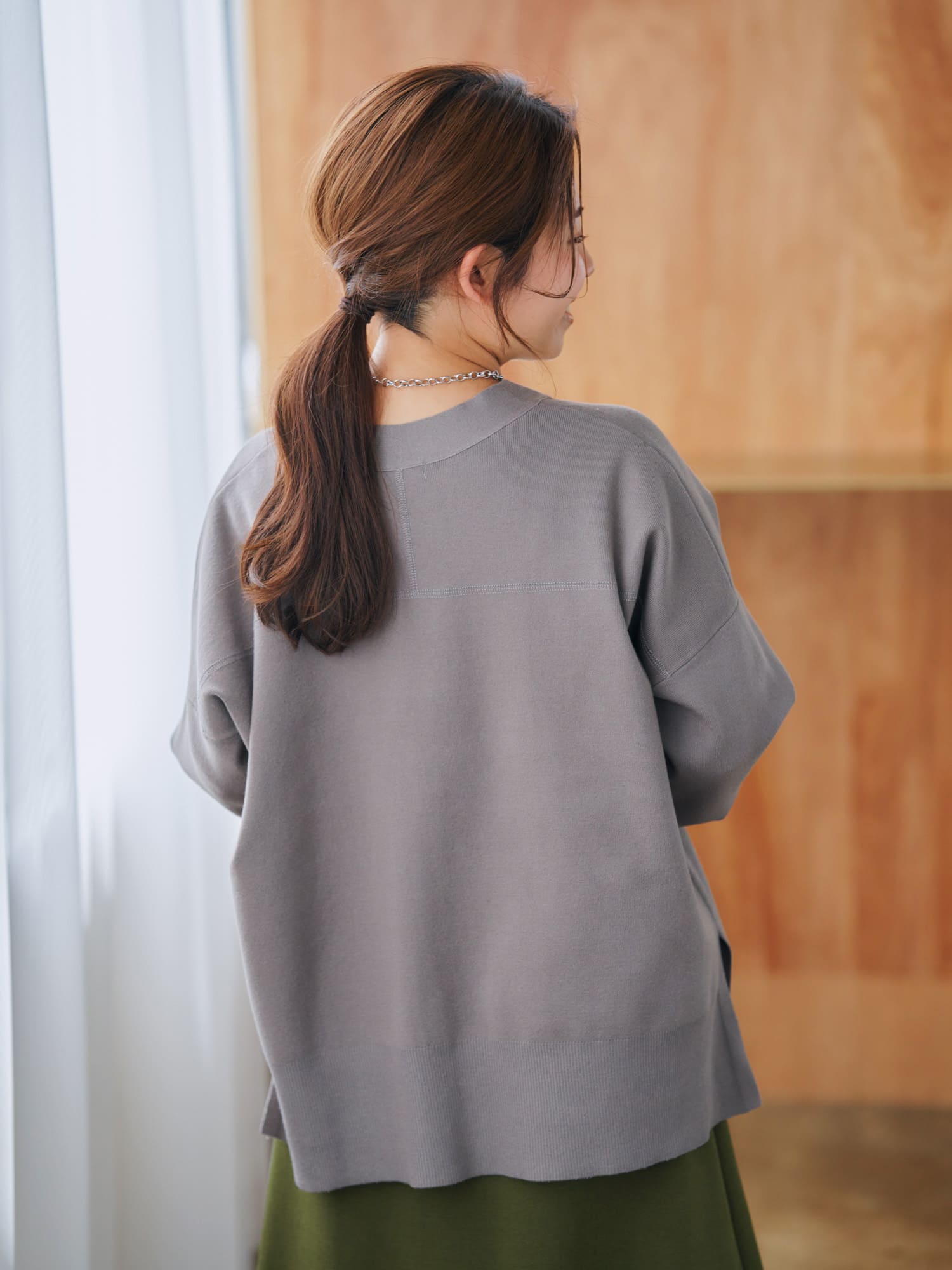 パールボタンミドル丈ニットカーディガン | 小柄・低身長女性 パールボタンミドル丈ニットカーディガン | 小柄・低身長女性