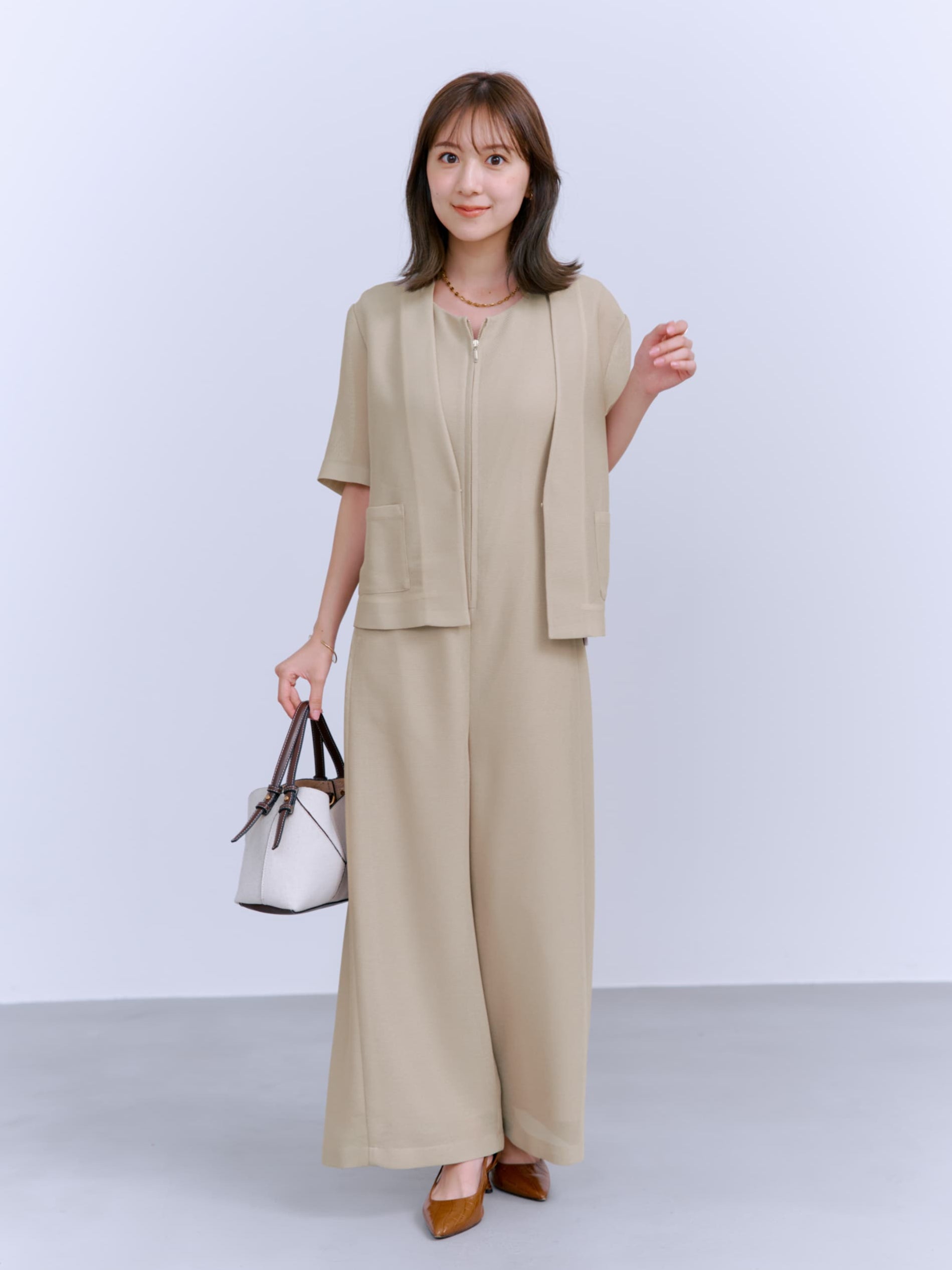 ひなページ メッシュミックスニットベスト | 小柄・低身長女性向け