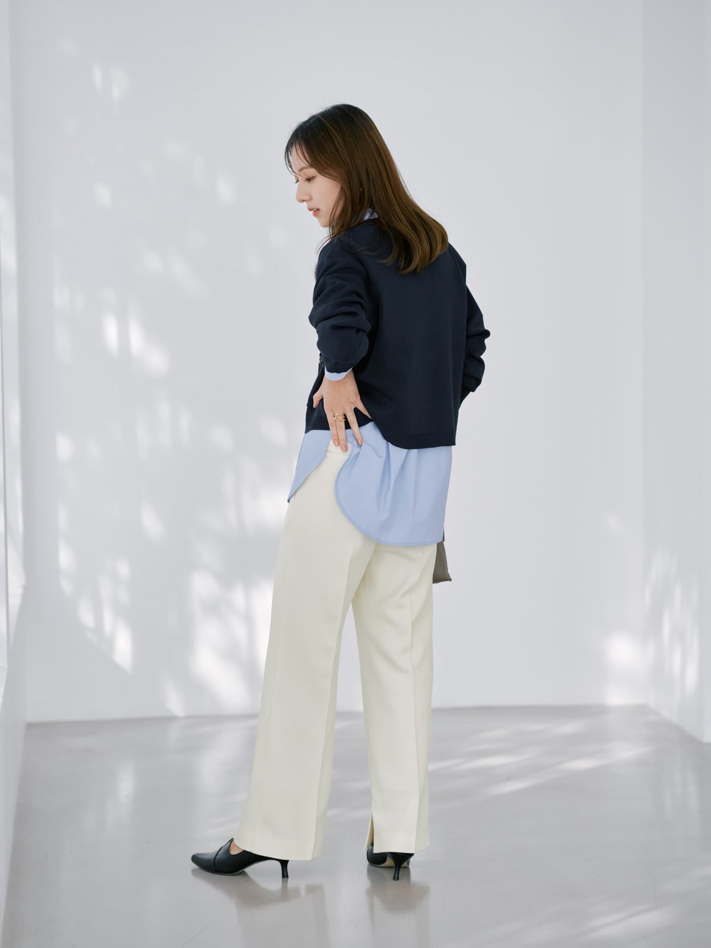 サイドスリットフレアパンツ-short & regular　[通常]