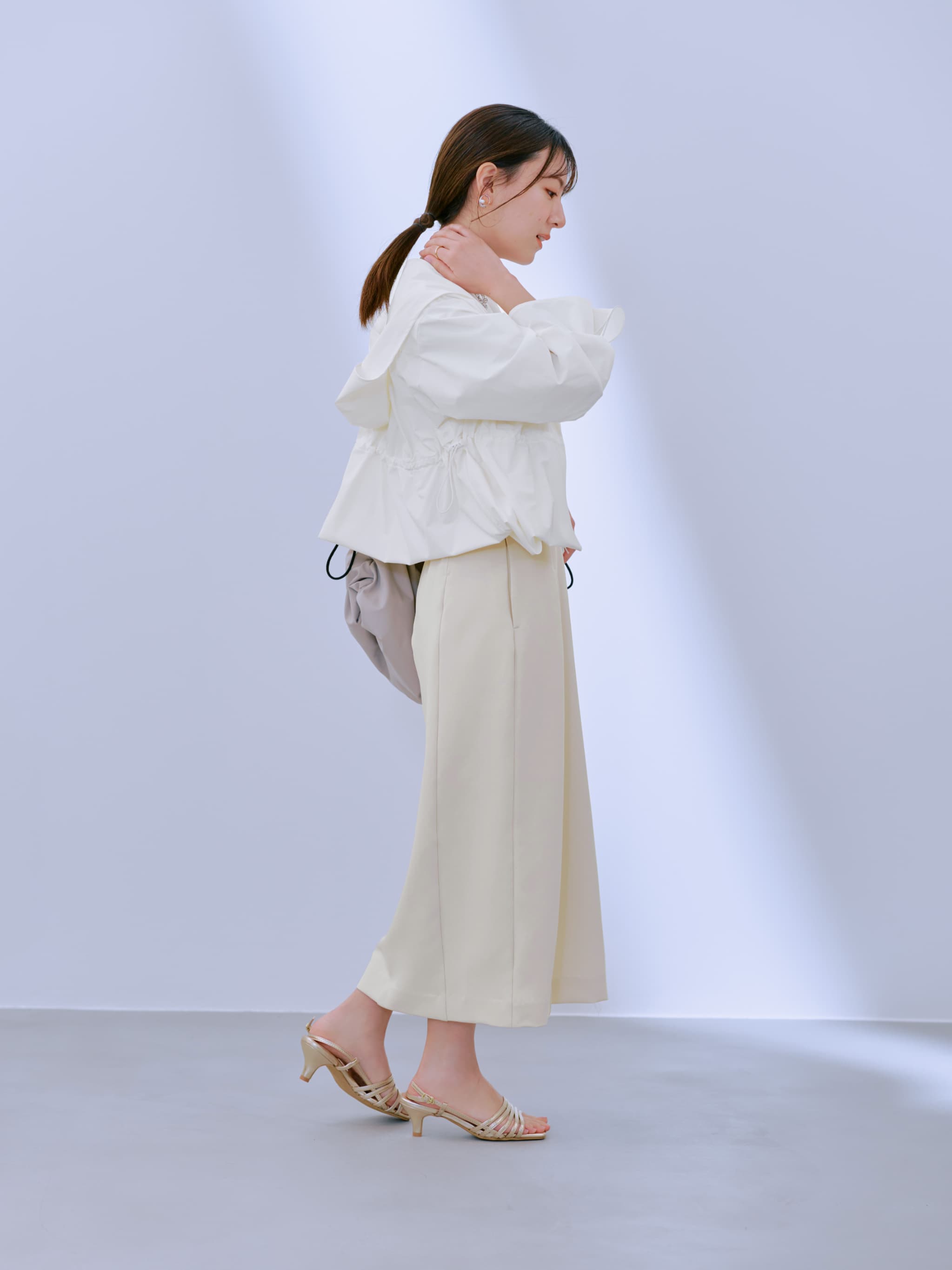 ベルト付きストレッチIラインスカート-short & regular | 小柄・低身長