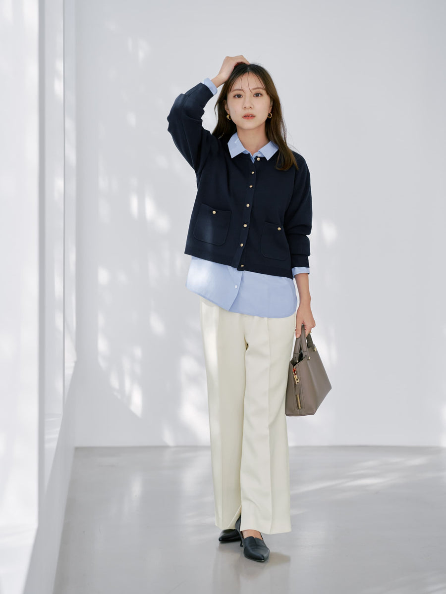 サイドスリットフレアパンツ-short & regular　[通常]