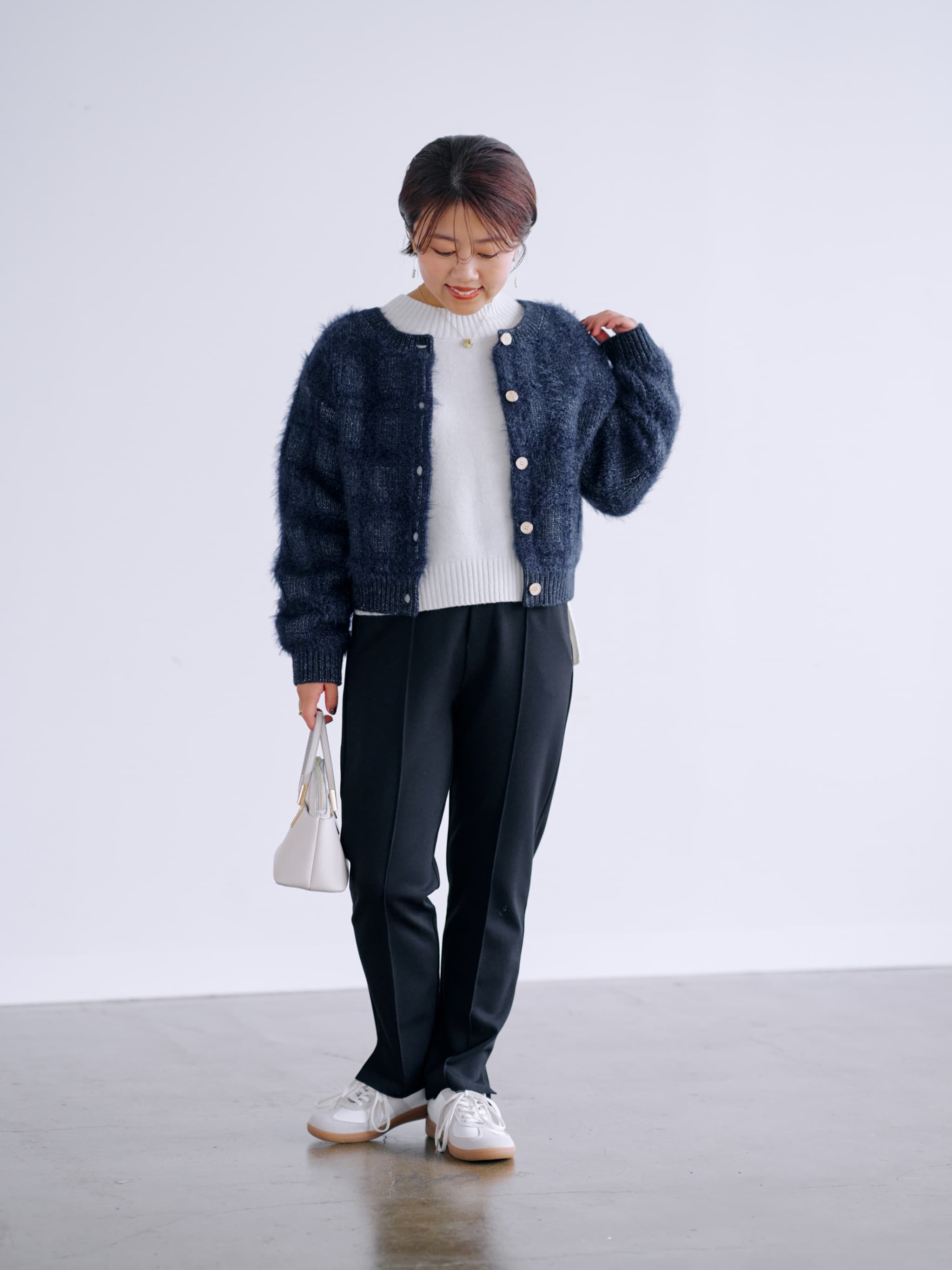 フェザーチェック2wayカーディガン | 小柄・低身長女性向け