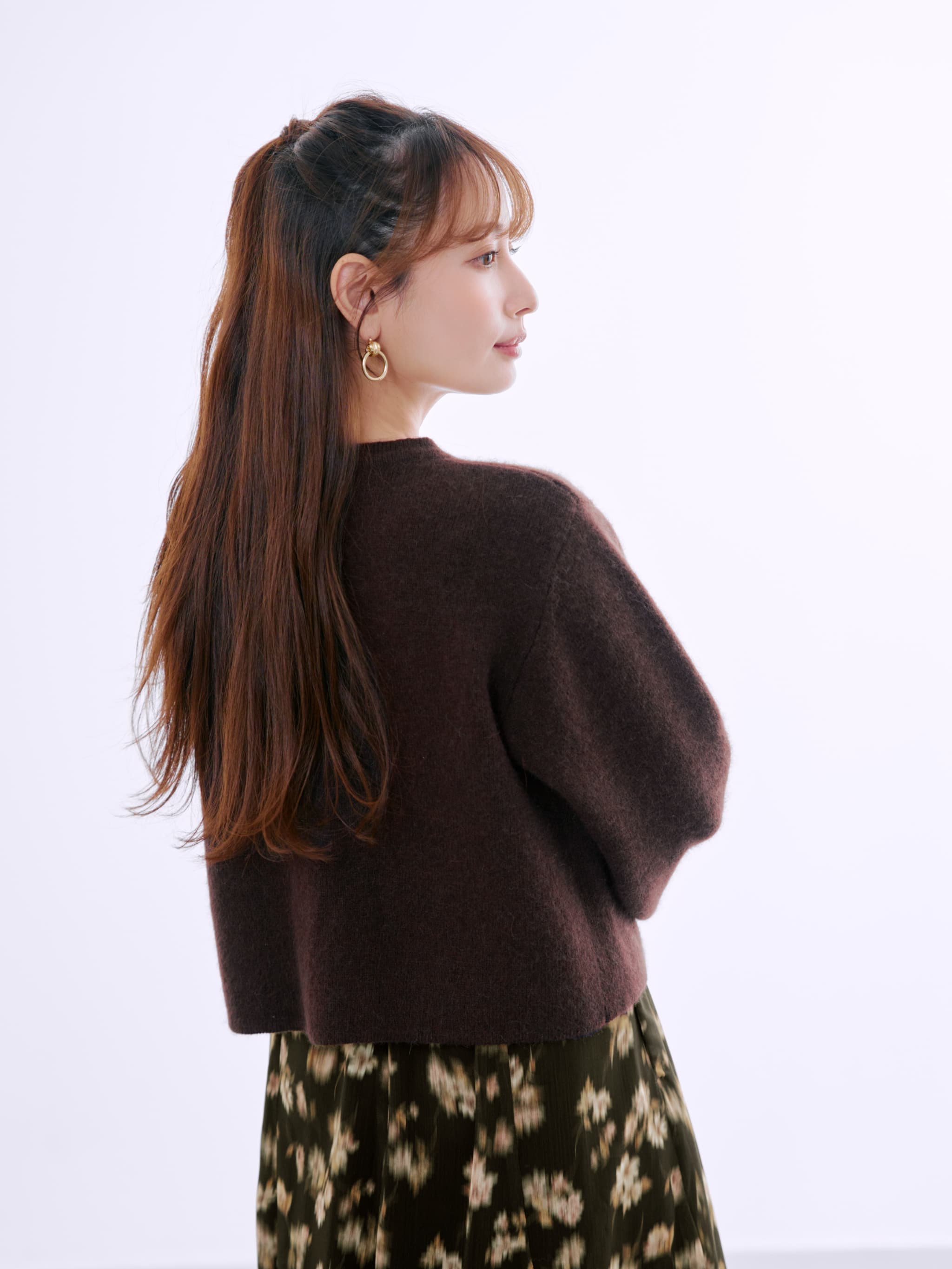 フォックスアンゴラダブルフェイスニットジャケット | 小柄・低身長