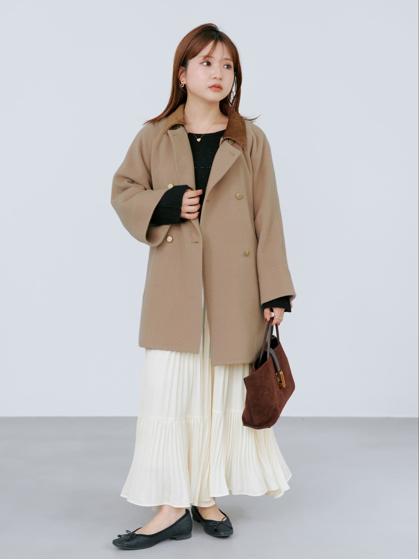 ＜sweetweb掲載＞2wayカラーゴールドボタンミドルコート　[通常]