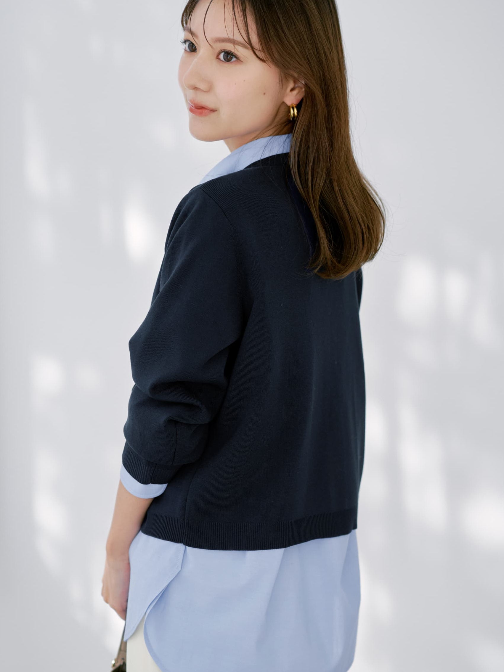 ゴールドボタンニットカーディガン | 小柄・低身長女性向け