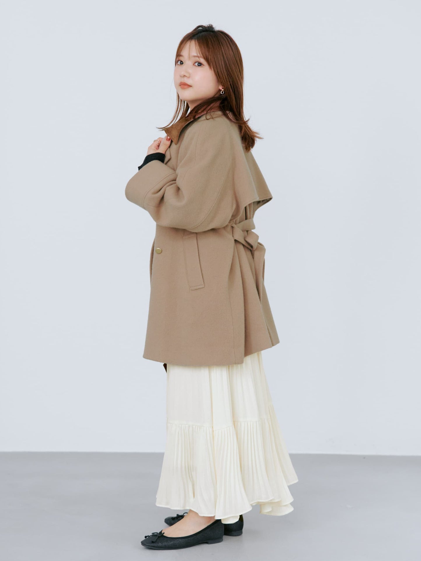 ＜sweetweb掲載＞2wayカラーゴールドボタンミドルコート　[通常]