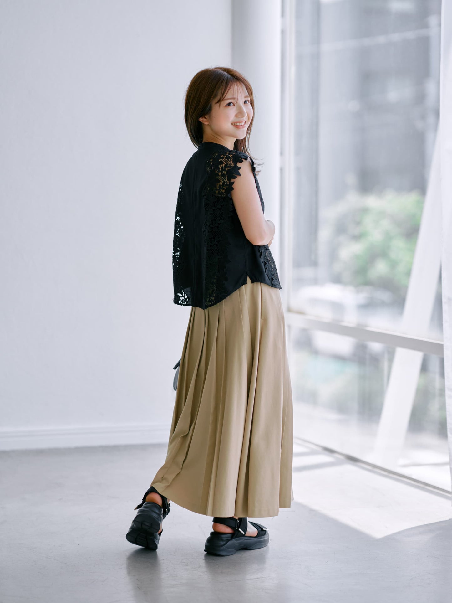 ランダムタックプリーツスカート-short & regular　[通常]