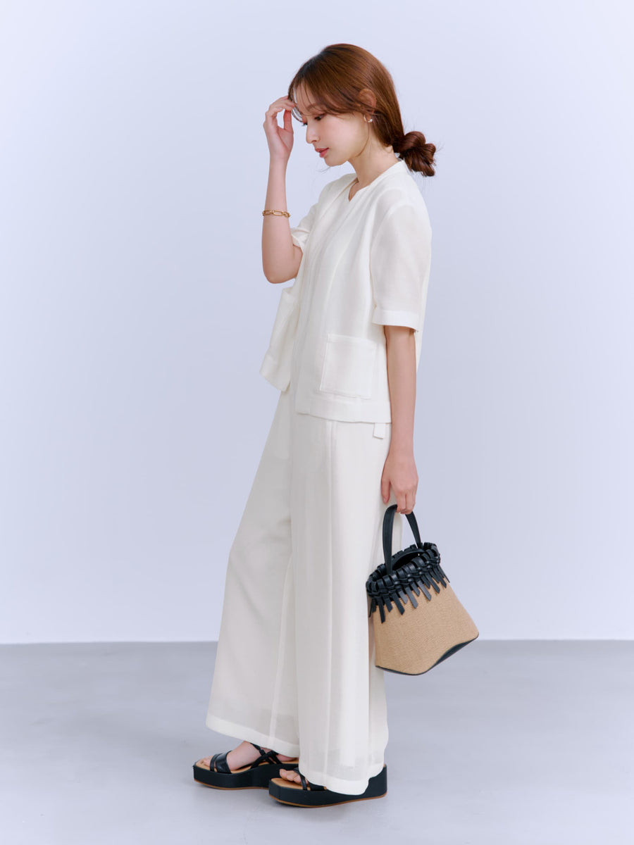 ハーフスリーブノーカラーメッシュジャケット　[通常]