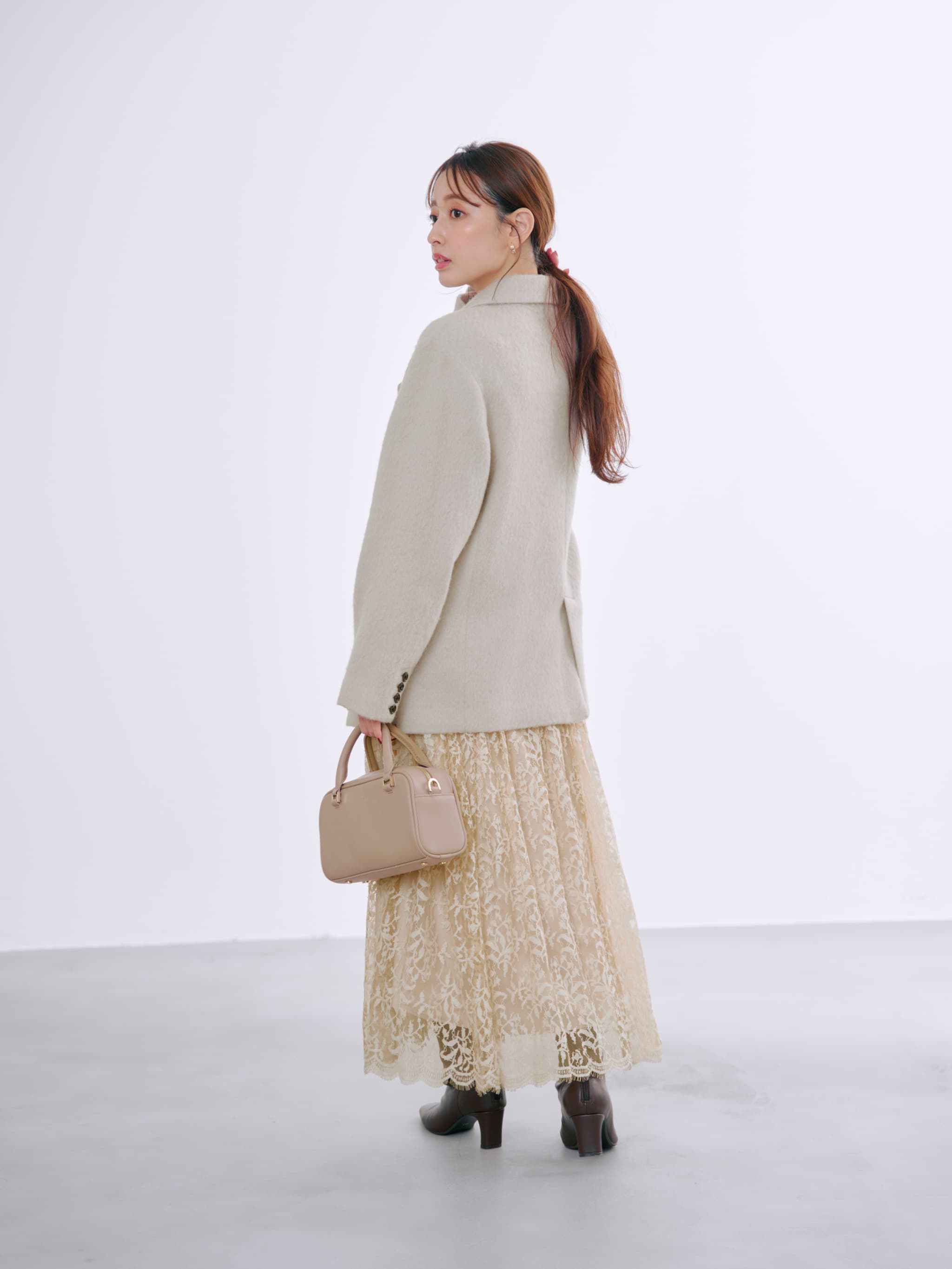 ehka sopo シャギーダブルコート ベージュ アルパカシャギーダブルコート | 小柄・低身長女性向けファッション